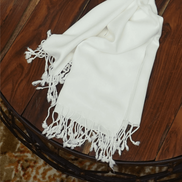 Ivory White Pashmina Shawl - Image 2