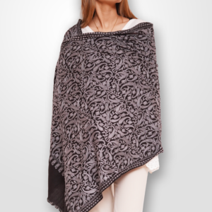 BLACK Embroidery Shawl 100% Pashmina/Cashmere